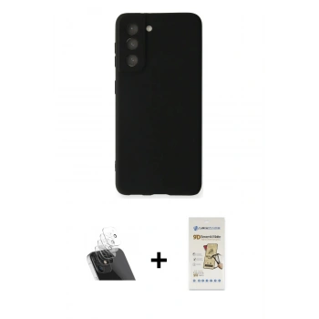 MARSİLYAN™- Galaxy S22 Plus Kılıf Kozmos Yansıma Özel Seri - Siyah Mat Seramik Nano Ekran Koruyucu + Kamera Lens Koruma Cam - SF