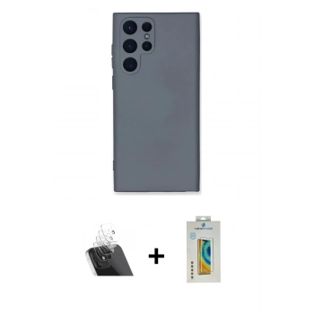 MARSİLYAN™- Galaxy S22 Ultra Kılıf Ahenk Serisi - Şeffaf Polymer Nano Ekran Koruyucu + Kamera Lens Koruma Cam - SF