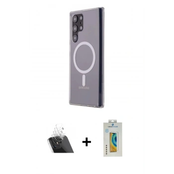 MARSİLYAN™- Galaxy S22 Ultra Kılıf Ahenk Yansıma Prime - Şeffaf Polymer Nano Ekran Koruyucu + Kamera Lens Koruma Cam - SF