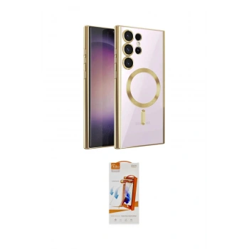 MARSİLYAN™- Galaxy S22 Ultra Kılıf Nova Işık Özel Seri - Siyah AutoKit 5in1 Fiber Polymer Nano Ekran Koruyucu
