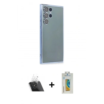 MARSİLYAN™- Galaxy S22 Ultra Kılıf Vadi Minimal - Şeffaf Polymer Nano Ekran Koruyucu + Kamera Lens Koruma Cam - SF