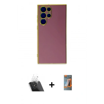 MARSİLYAN™- Galaxy S22 Ultra Kılıf Yankı Serisi - Siyah AutoKit 5in1 Fiber Hayalet Polymer Nano Ekran Koruyucu + Kamera Lens Koruma Cam - SF