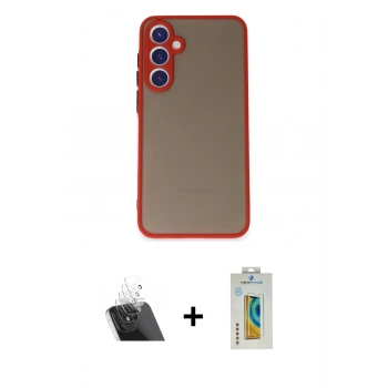 MARSİLYAN™- Galaxy S23 Kılıf Ahenk Çizgi Serisi - Şeffaf Polymer Nano Ekran Koruyucu + Kamera Lens Koruma Cam - SF