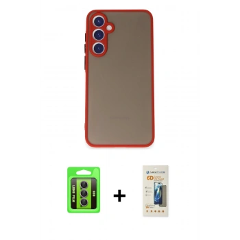 MARSİLYAN™- Galaxy S23 Kılıf Ahenk Çizgi Serisi - Siyah 6D Mat Seramik Hayalet Nano Ekran Koruyucu + Raze Metal Kamera Lens - MR