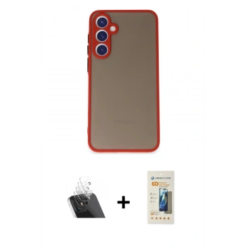 MARSİLYAN™- Galaxy S23 Kılıf Ahenk Çizgi Serisi - Siyah 6D Mat Seramik Hayalet Nano Ekran Koruyucu + Kamera Lens Koruma Cam - SF