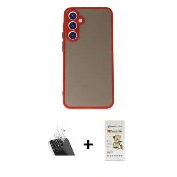MARSİLYAN™- Galaxy S23 Kılıf Ahenk Çizgi Serisi - Siyah Mat Seramik Nano Ekran Koruyucu + Kamera Lens Koruma Cam - SF