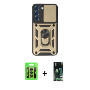 MARSİLYAN™- Galaxy S23 Kılıf Ahenk Klasik - Şeffaf 360 Full Body Arka Koruyucu + Raze Metal Kamera Lens - MR