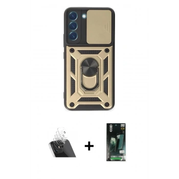 MARSİLYAN™- Galaxy S23 Kılıf Ahenk Klasik - Şeffaf 360 Full Body Arka Koruyucu + Kamera Lens Koruma Cam - SF