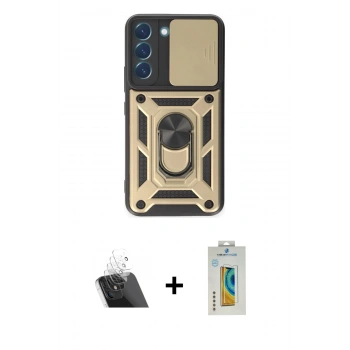 MARSİLYAN™- Galaxy S23 Kılıf Ahenk Klasik - Şeffaf Polymer Nano Ekran Koruyucu + Kamera Lens Koruma Cam - SF