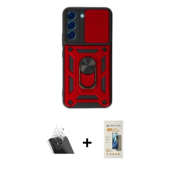 MARSİLYAN™- Galaxy S23 Kılıf Ahenk Klasik - Siyah 6D Mat Seramik Hayalet Nano Ekran Koruyucu + Kamera Lens Koruma Cam - SF