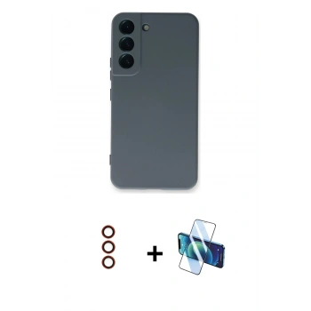 MARSİLYAN™- Galaxy S23 Kılıf Ahenk Serisi - Siyah 3D Antistatik Seramik Nano Ekran Koruyucu + Metal Kamera Lens - KI