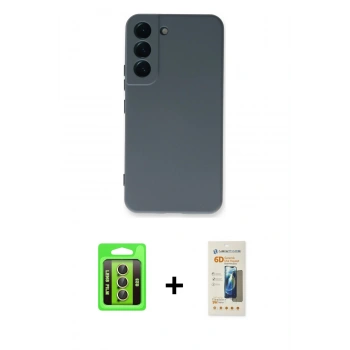 MARSİLYAN™- Galaxy S23 Kılıf Ahenk Serisi - Siyah 6D Mat Seramik Hayalet Nano Ekran Koruyucu + Raze Metal Kamera Lens - SI