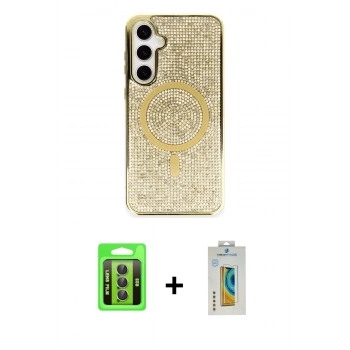MARSİLYAN™- Galaxy S23 Kılıf Eksen Çizgi - Şeffaf Polymer Nano Ekran Koruyucu + Raze Metal Kamera Lens - GI