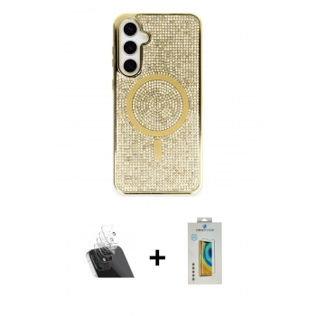 MARSİLYAN™- Galaxy S23 Kılıf Eksen Çizgi - Şeffaf Polymer Nano Ekran Koruyucu + Kamera Lens Koruma Cam - SF