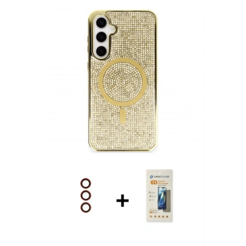 MARSİLYAN™- Galaxy S23 Kılıf Eksen Çizgi - Siyah 6D Mat Seramik Hayalet Nano Ekran Koruyucu + Metal Kamera Lens - KI