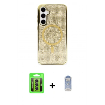 MARSİLYAN™- Galaxy S23 Kılıf Eksen Çizgi - Siyah Joko Magic 5D Cam + Raze Metal Kamera Lens - MR