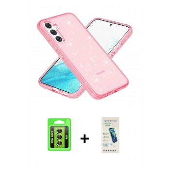 MARSİLYAN™- Galaxy S23 Kılıf Nova Asil Prime - Şeffaf Pasifik Cam Ekran Koruyucu + Raze Metal Kamera Lens - SI