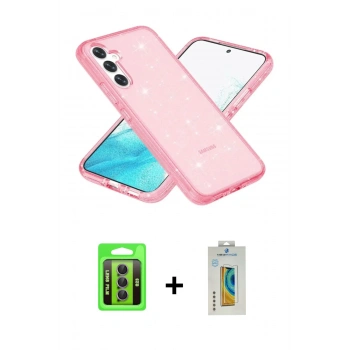 MARSİLYAN™- Galaxy S23 Kılıf Nova Asil Prime - Şeffaf Polymer Nano Ekran Koruyucu + Raze Metal Kamera Lens - MR