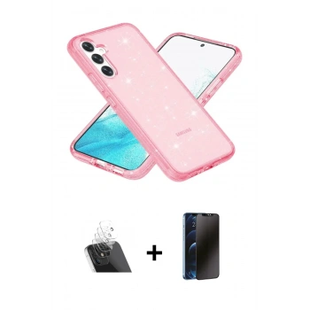 MARSİLYAN™- Galaxy S23 Kılıf Nova Asil Prime - Siyah 3D Antistatik Hayalet Cam Ekran Koruyucu + Kamera Lens Koruma Cam - SF