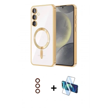 MARSİLYAN™- Galaxy S23 Kılıf Nova Işık Özel Seri - Siyah 3D Antistatik Seramik Nano Ekran Koruyucu + Metal Kamera Lens - KI