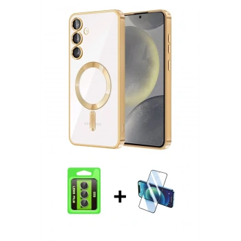MARSİLYAN™- Galaxy S23 Kılıf Nova Işık Özel Seri - Siyah 3D Antistatik Seramik Nano Ekran Koruyucu + Raze Metal Kamera Lens - GI