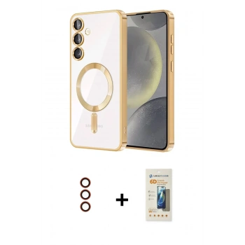 MARSİLYAN™- Galaxy S23 Kılıf Nova Işık Özel Seri - Siyah 6D Mat Seramik Hayalet Nano Ekran Koruyucu + Metal Kamera Lens - KI