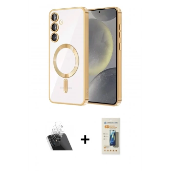 MARSİLYAN™- Galaxy S23 Kılıf Nova Işık Özel Seri - Siyah 6D Mat Seramik Hayalet Nano Ekran Koruyucu + Kamera Lens Koruma Cam - SF