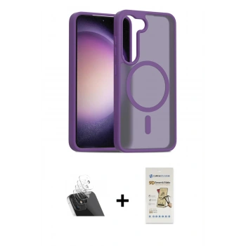 MARSİLYAN™- Galaxy S23 Kılıf Siluet Minimal Prime - Siyah Mat Seramik Nano Ekran Koruyucu + Kamera Lens Koruma Cam - SF