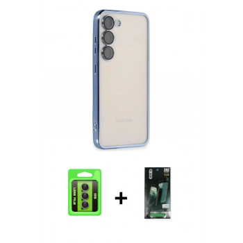 MARSİLYAN™- Galaxy S23 Kılıf Vadi Minimal - Şeffaf 360 Full Body Arka Koruyucu + Raze Metal Kamera Lens - MR