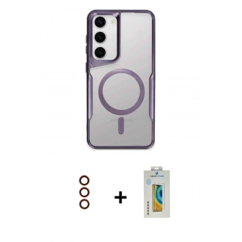 MARSİLYAN™- Galaxy S23 Kılıf Yadigar Klasik Özel Seri - Şeffaf Polymer Nano Ekran Koruyucu + Metal Kamera Lens - KI