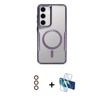 MARSİLYAN™- Galaxy S23 Kılıf Yadigar Klasik Özel Seri - Siyah 3D Antistatik Seramik Nano Ekran Koruyucu + Metal Kamera Lens - KI