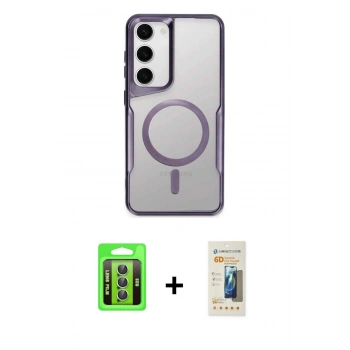 MARSİLYAN™- Galaxy S23 Kılıf Yadigar Klasik Özel Seri - Siyah 6D Mat Seramik Hayalet Nano Ekran Koruyucu + Raze Metal Kamera Lens - YL