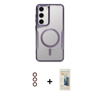 MARSİLYAN™- Galaxy S23 Kılıf Yadigar Klasik Özel Seri - Siyah 6D Mat Seramik Hayalet Nano Ekran Koruyucu + Metal Kamera Lens - KI