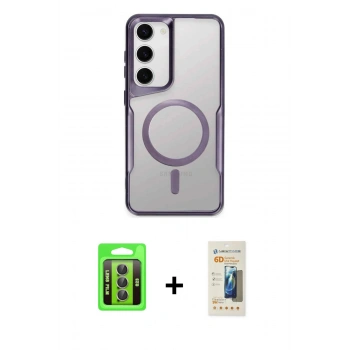 MARSİLYAN™- Galaxy S23 Kılıf Yadigar Klasik Özel Seri - Siyah 6D Mat Seramik Hayalet Nano Ekran Koruyucu + Raze Metal Kamera Lens - GI