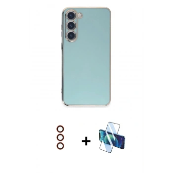 MARSİLYAN™- Galaxy S23 Kılıf Yankı Serisi - Siyah 3D Antistatik Seramik Nano Ekran Koruyucu + Metal Kamera Lens - KI