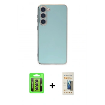 MARSİLYAN™- Galaxy S23 Kılıf Yankı Serisi - Siyah 6D Mat Seramik Hayalet Nano Ekran Koruyucu + Raze Metal Kamera Lens - SI