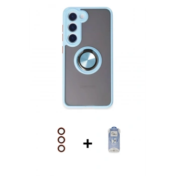 MARSİLYAN™- Galaxy S23 Kılıf Yörünge Çizgi - Siyah Joko Magic 5D Cam + Metal Kamera Lens - KI