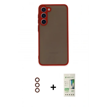 MARSİLYAN™- Galaxy S23 Plus Kılıf Ahenk Çizgi Serisi - Siyah 20D Premium Cam Ekran Koruyucu + Metal Kamera Lens - KI