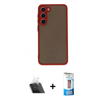 MARSİLYAN™- Galaxy S23 Plus Kılıf Ahenk Çizgi Serisi - Siyah 5D Eko Cam Ekran Koruyucu + Kamera Lens Koruma Cam - SF