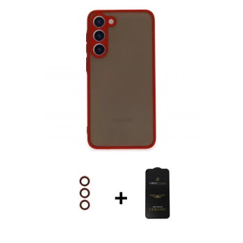 MARSİLYAN™- Galaxy S23 Plus Kılıf Ahenk Çizgi Serisi - Siyah 6D Antistatik Mat Seramik Hayalet Nano Ekran Koruyucu + Metal Kamera Lens - KI