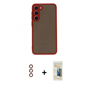 MARSİLYAN™- Galaxy S23 Plus Kılıf Ahenk Çizgi Serisi - Siyah 6D Mat Seramik Hayalet Nano Ekran Koruyucu + Metal Kamera Lens - KI