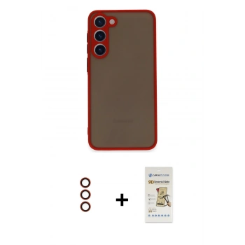MARSİLYAN™- Galaxy S23 Plus Kılıf Ahenk Çizgi Serisi - Siyah Mat Seramik Nano Ekran Koruyucu + Metal Kamera Lens - KI