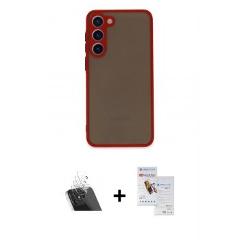 MARSİLYAN™- Galaxy S23 Plus Kılıf Ahenk Çizgi Serisi - Siyah Seramik Nano Ekran Koruyucu + Kamera Lens Koruma Cam - SF
