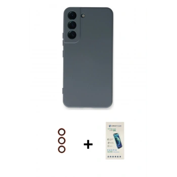 MARSİLYAN™- Galaxy S23 Plus Kılıf Ahenk Serisi - Şeffaf Pasifik Cam Ekran Koruyucu + Metal Kamera Lens - KI