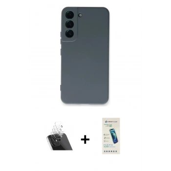 MARSİLYAN™- Galaxy S23 Plus Kılıf Ahenk Serisi - Şeffaf Pasifik Cam Ekran Koruyucu + Kamera Lens Koruma Cam - SF