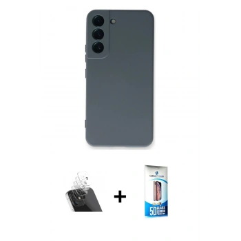 MARSİLYAN™- Galaxy S23 Plus Kılıf Ahenk Serisi - Siyah 5D Eko Cam Ekran Koruyucu + Kamera Lens Koruma Cam - SF
