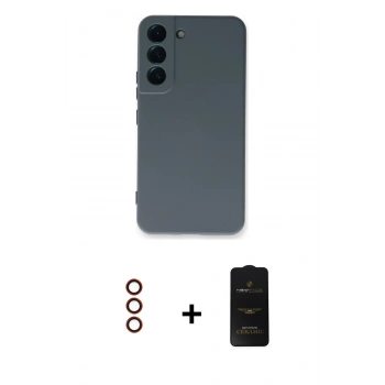 MARSİLYAN™- Galaxy S23 Plus Kılıf Ahenk Serisi - Siyah 6D Antistatik Mat Seramik Hayalet Nano Ekran Koruyucu + Metal Kamera Lens - KI