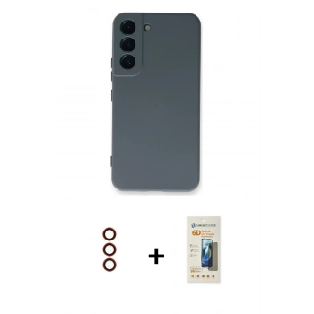 MARSİLYAN™- Galaxy S23 Plus Kılıf Ahenk Serisi - Siyah 6D Mat Seramik Hayalet Nano Ekran Koruyucu + Metal Kamera Lens - KI