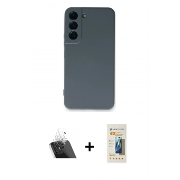 MARSİLYAN™- Galaxy S23 Plus Kılıf Ahenk Serisi - Siyah 6D Mat Seramik Hayalet Nano Ekran Koruyucu + Kamera Lens Koruma Cam - SF