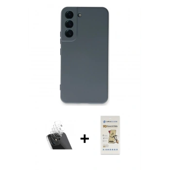 MARSİLYAN™- Galaxy S23 Plus Kılıf Ahenk Serisi - Siyah Mat Seramik Nano Ekran Koruyucu + Kamera Lens Koruma Cam - SF